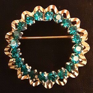 Vintage Gold-filled Brooch with Emerald stones